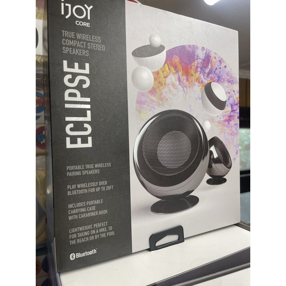 iJoy Eclipse True Stereo Wireless Bluetooth Speakers W/ Carrying Case Black